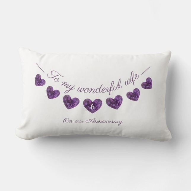 Coussin Rectangle 6e anniversaire ou tout mariage anniversaire épous (Recto)