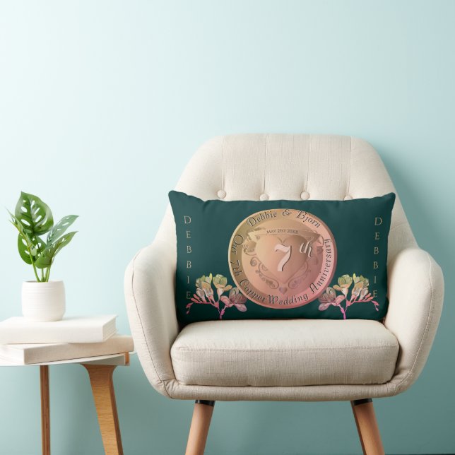 Coussin Rectangle 7e anniversaire Mariage Frésis en cuivre (Chaise)