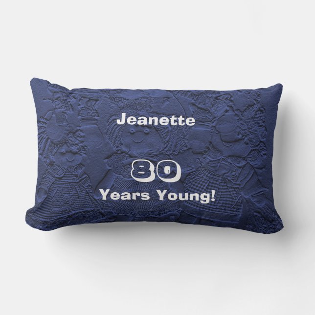 Coussin Rectangle 80 ans Jeune cerf bleu foncé Nom (Recto)