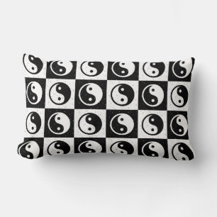 Coussin Rectangle À damiers blanc noir Yin-yang Zen Block Imprimer
