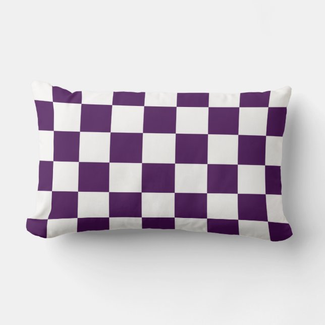 Coussin Rectangle à damiers violet et blanc (Recto)
