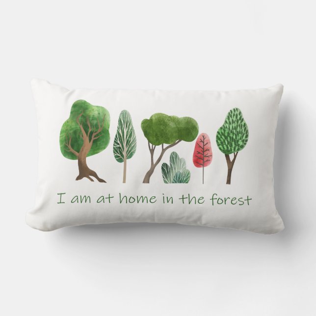 Coussin Rectangle À la maison dans la forêt Citation inspirante (Recto)