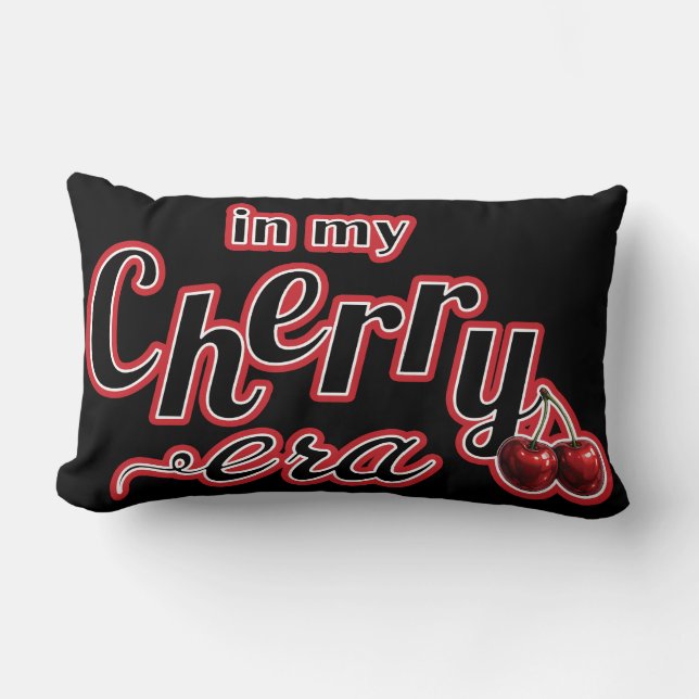 Coussin Rectangle À mon époque Cherry Retro Tendance Glossy Cerises  (Recto)