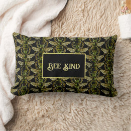 Coussin Rectangle Abee Genre Elegant Or et Black Bee Motif