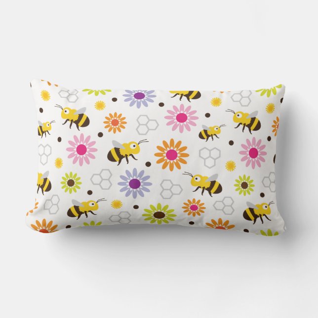 Coussin Rectangle Abeille & Fleurs (Recto)