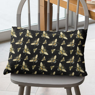 Coussin Rectangle Abeille vintage noire