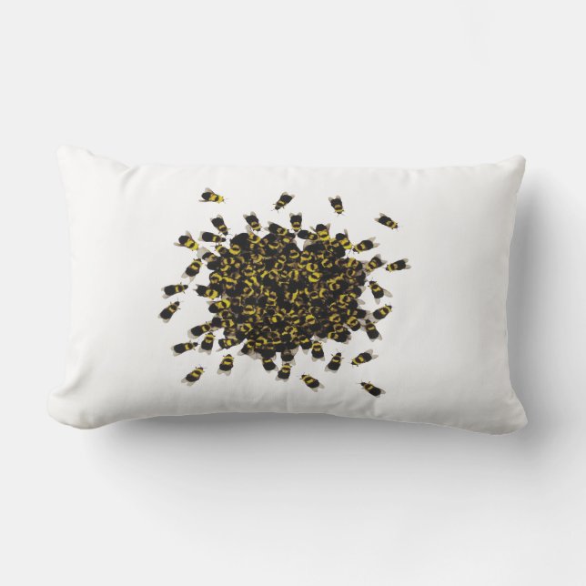 Coussin Rectangle Abeilles occupées ~ CHANGER DE COULEUR Lumbar 13x2 (Recto)