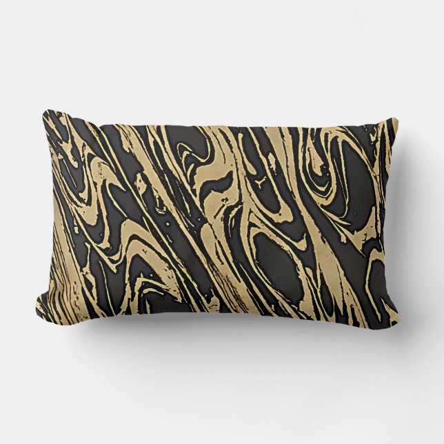 Coussin Rectangle Abstract Fluid Art - Black Marble Effect (Recto)