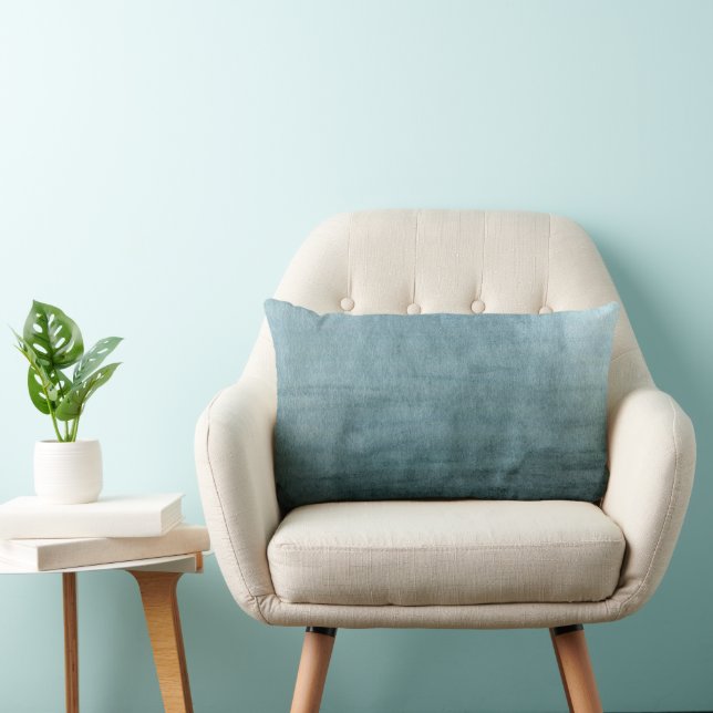 Coussin Rectangle Abstrait aquarelle bleu vert moderne (Chaise)