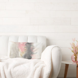 Coussin Rectangle Abstrait Art moderne peint Or rose