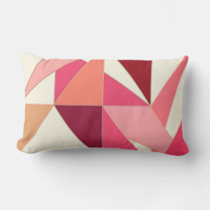 Coussin Rectangle Abstrait au milieu du siècle - Triangles, rose coq