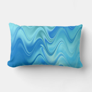 Coussin Rectangle Abstrait Bleu Ondulé