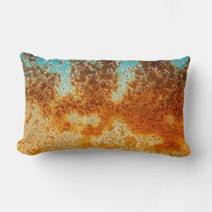Coussin Rectangle Abstrait industriel turquoise et poussiéreux