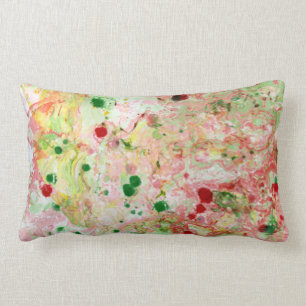 Coussin Rectangle Abstrait Modèle rose rouge jaune marbre vert