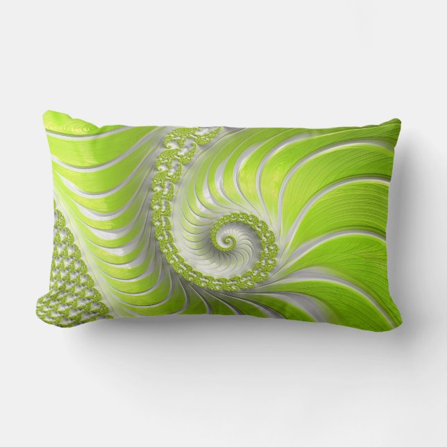 Coussin Rectangle Abstrait Moderne Lime Green Spiral Fractal (Recto)