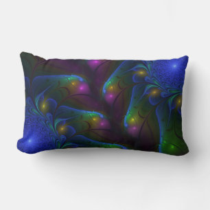Coussin Rectangle Abstrait Moderne Trippy Fractal Lumineux Coloré