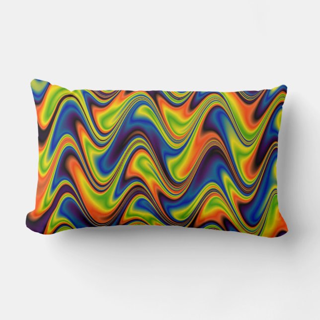 Coussin Rectangle Abstrait Multicolore Ondulé (Recto)