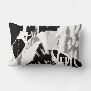 Coussin Rectangle Abstrait noir blanc gris