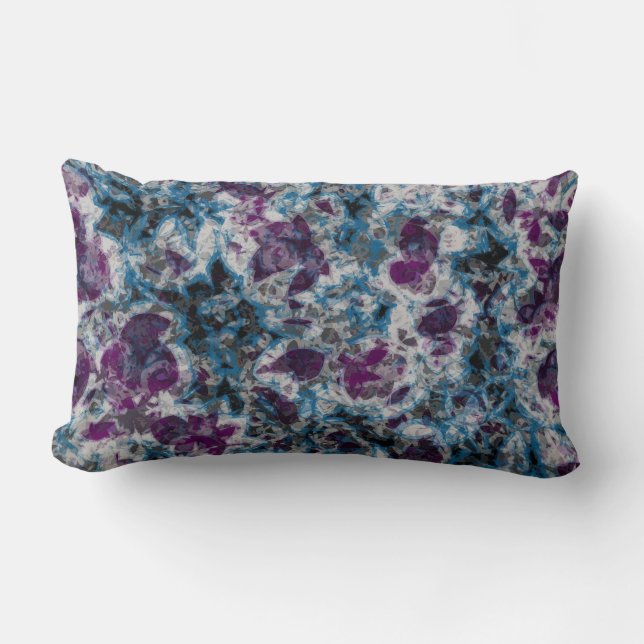 Coussin Rectangle Abstrait noir et blanc avec violet et bleu (Recto)