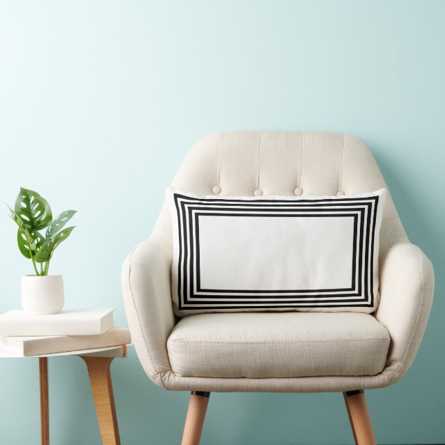 Coussin Rectangle Abstrait noir et blanc géométrique  (Chaise)