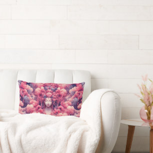 Coussin Rectangle Abstrait oriental onirique Geisha nuages roses