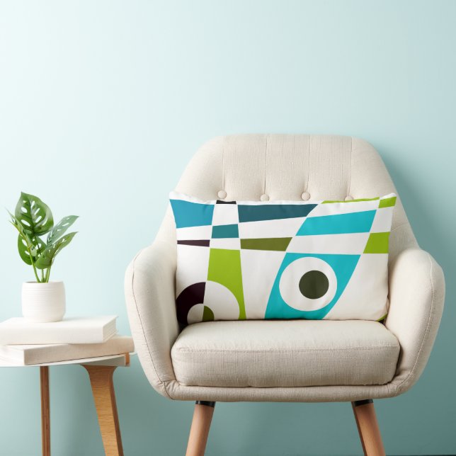 Coussin Rectangle Abstrait Surf Olive Blue Turquoise Planner (Chaise)