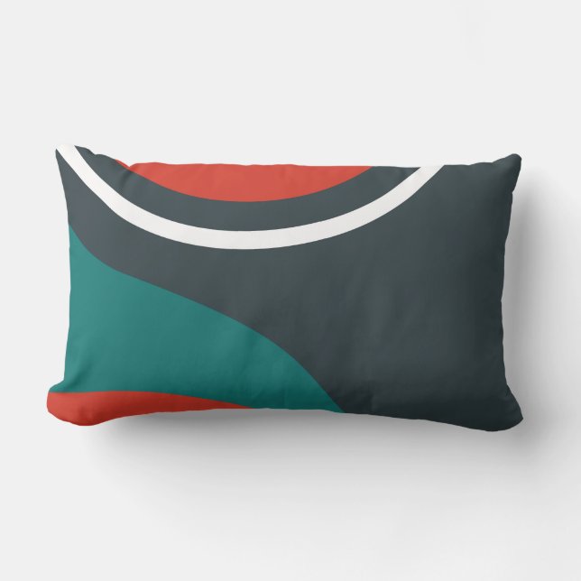 Coussin Rectangle Abstraite ligne bleue rouge blanc (Recto)