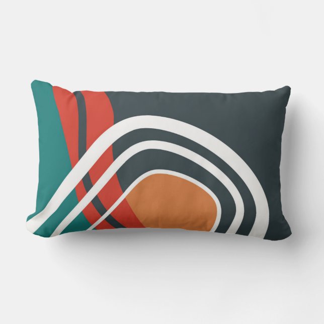 Coussin Rectangle Abstraite ligne tendance en bleu rouge et blanc (Recto)