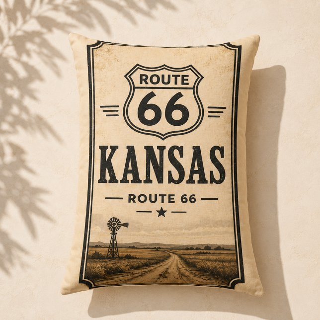 Coussin Rectangle Accent de ferme à moulin à vent de la route 66 du  (Créateur téléchargé)