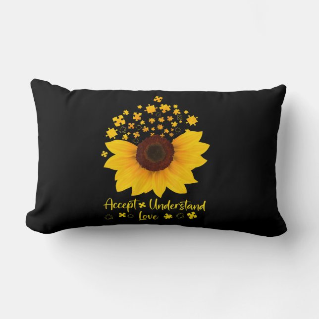 Coussin Rectangle Accepter Comprendre l'amour Sunflower Chemise Auti (Recto)