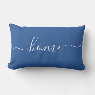 Coussin Rectangle Accueil Bleu Nuit Citation Calligraphie Minimalist