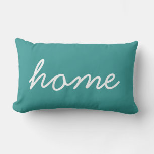 Coussin Rectangle Accueil Citation Teal Typographie Script Décorat