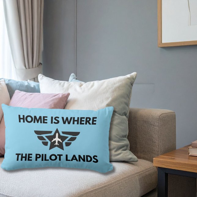 Coussin Rectangle Accueil drôle est où le pilote atterrit l'avion Bi (Créateur téléchargé)
