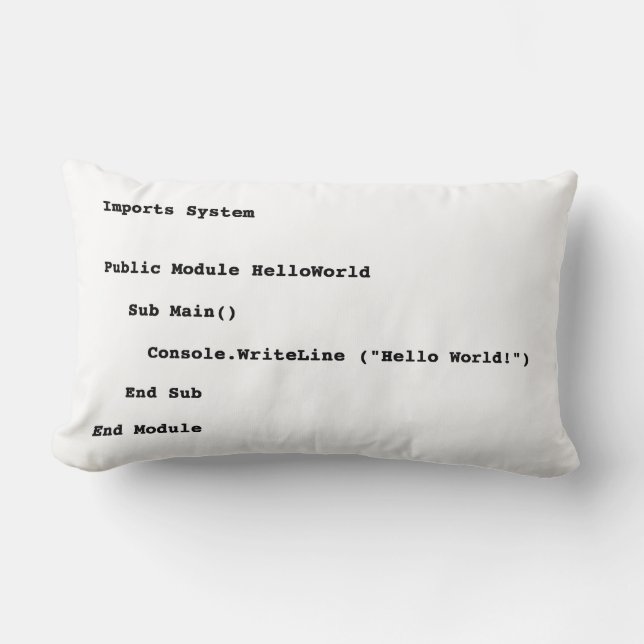 Coussin Rectangle Accueil du monde de Visual Basic Hello (Recto)