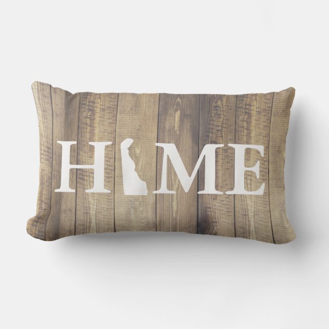 Coussin Rectangle Accueil État Delaware Rustic Wood Nom de famille (Recto)