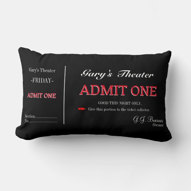 Coussin Rectangle Accueil Film Théâtre TV Salle Billets Lumbar Couss (Recto)