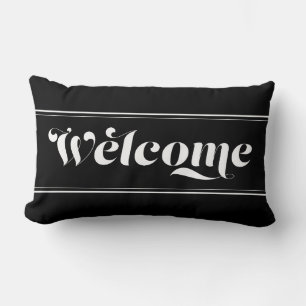 Coussin Rectangle Accueil Maison Écriture Chic Calligraphie Noir & B