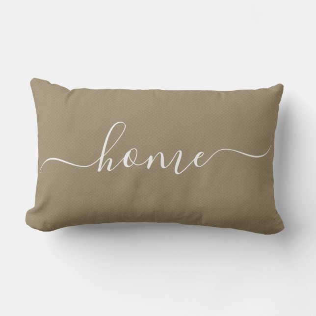 Coussin Rectangle Accueil Marron Blanc Citation Chic Calligraphie Ty (Recto)