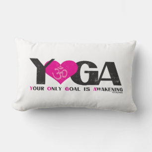 Coussin Rectangle Acronyme YOGA rose blanc et noir Cadeau personnali