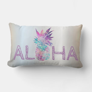 Coussin Rectangle Adorable Aloha Hawaïen Pineapple, Argent