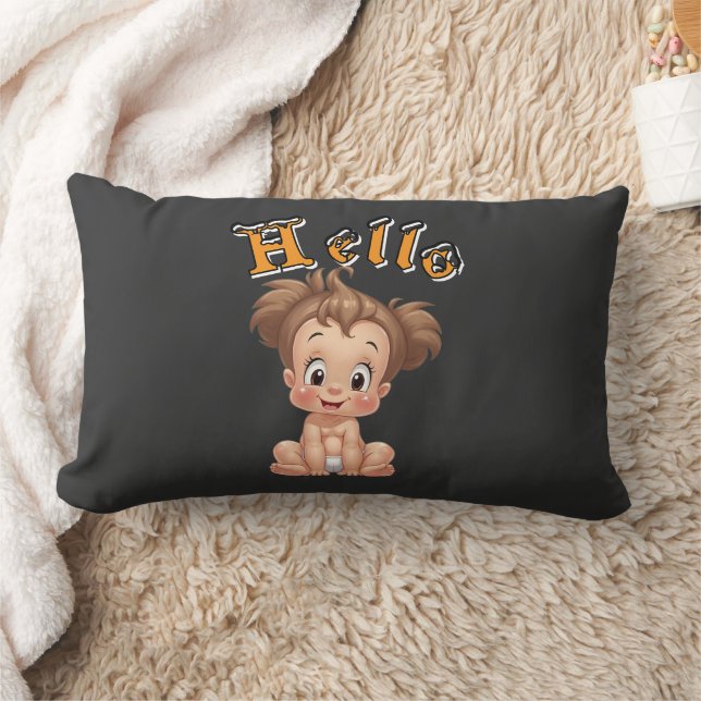 Coussin Rectangle Adorable Cartoon Baby Sitting Cheerfully with Cute (Couverture)