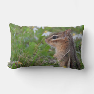 Coussin Rectangle Adorable Chipmunk en fleurs