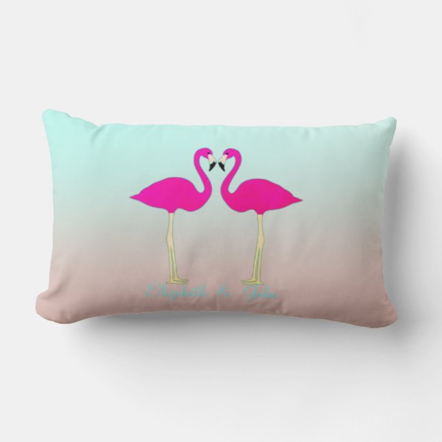 Coussin Rectangle Adorable Flamants roses Roses Dans L'Amour Personn (Recto)