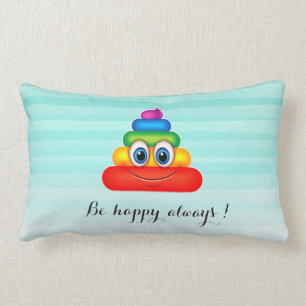 Coussin Rectangle Adorable Rainbow Poop Emoji Face-Be heureux toujou