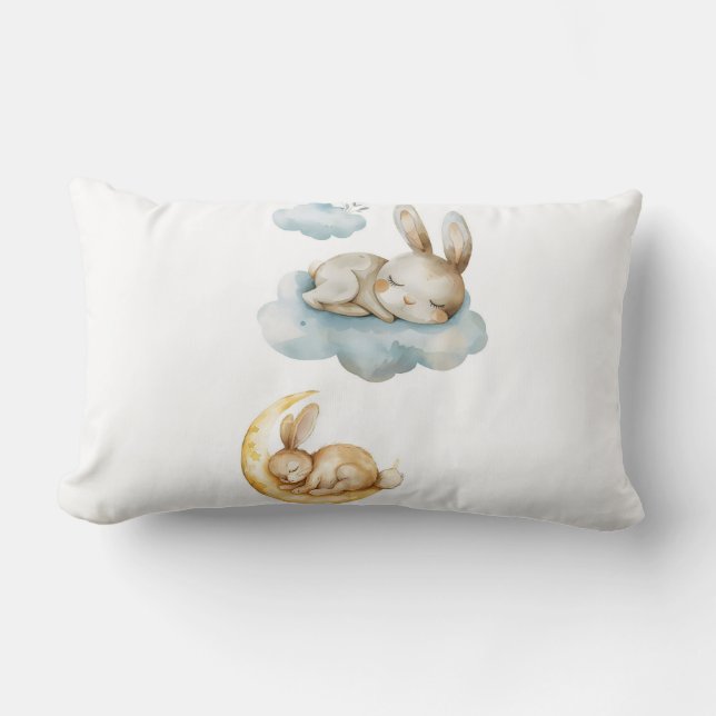 Coussin Rectangle Adorable Sleeping Rabbits Cushion – Cute & Cozy Bu (Recto)
