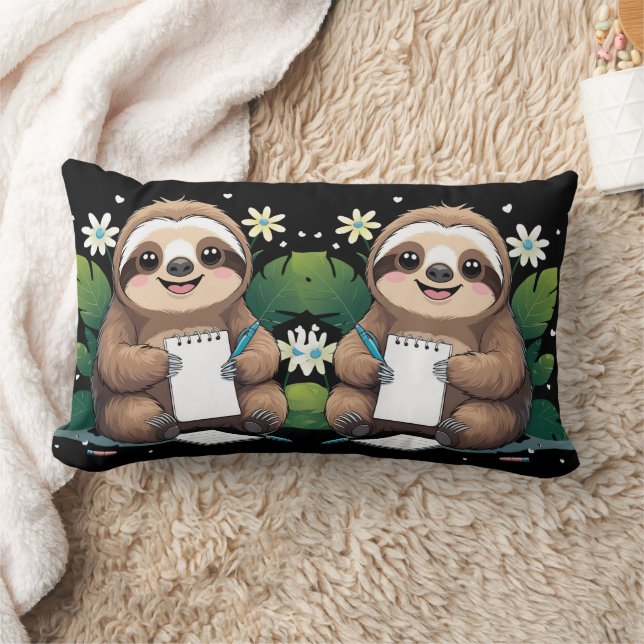 Coussin Rectangle Adorable souriant Sloth-Retour à l'école avec un s (Couverture)