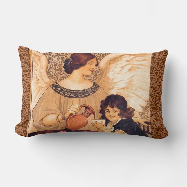 Coussin Rectangle Affiche Antique d'Ange au Chocolat Français : Art  (Recto)