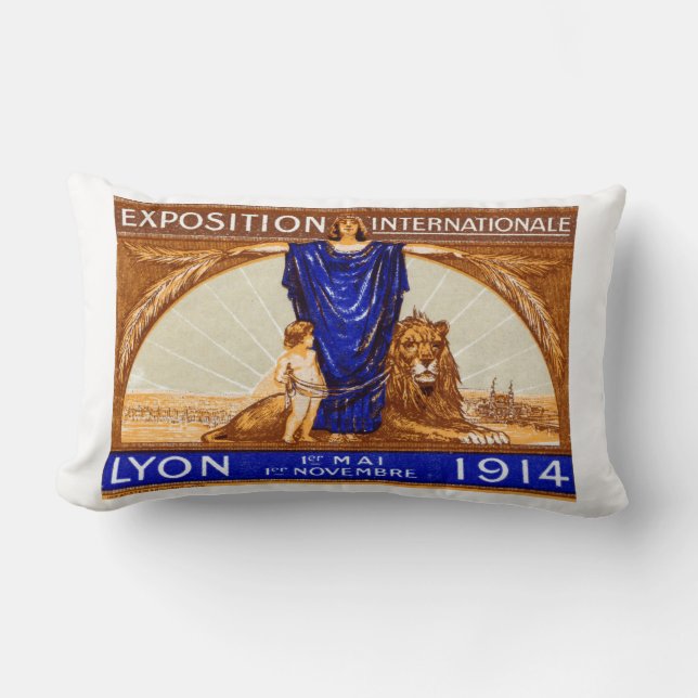 Coussin Rectangle Affiche de l'Exposition Internationale de Lyon 191 (Recto)