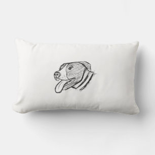 Coussin Rectangle affiche de pitbull dessinée à la main pour amateur