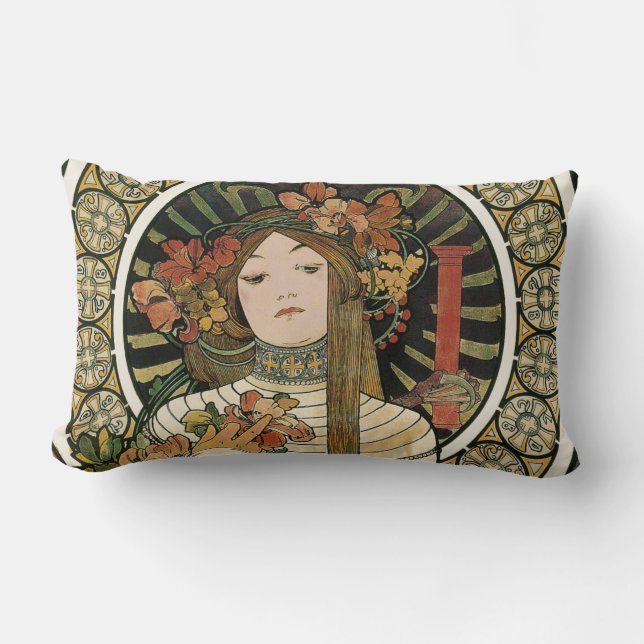 Coussin Rectangle Affiche vintage Alfonse Mucha Trappistine Nouveau (Recto)